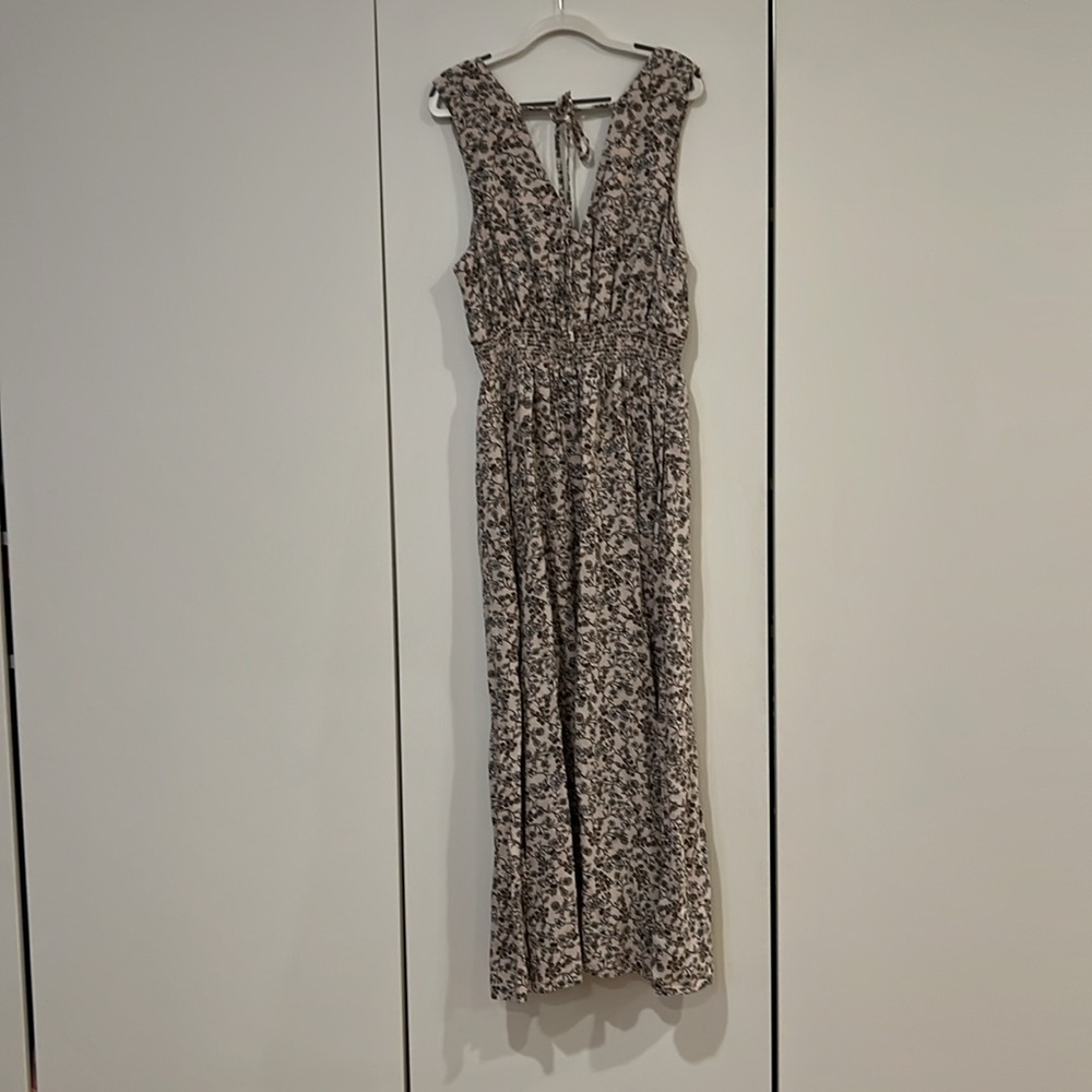 Old Navy Floral Midi Dress - Cream and Brown - Picture 6 of 11